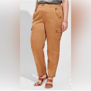 Torrid Relaxed Taper Studio High Rise Cargo Pants Linen Blend  Sz 12R‎